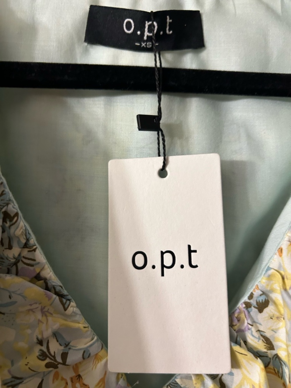 o.p.t.  Kate feminine floral midi dress.  Ruffle Neckline. Summer garden event. - Picture 6 of 9